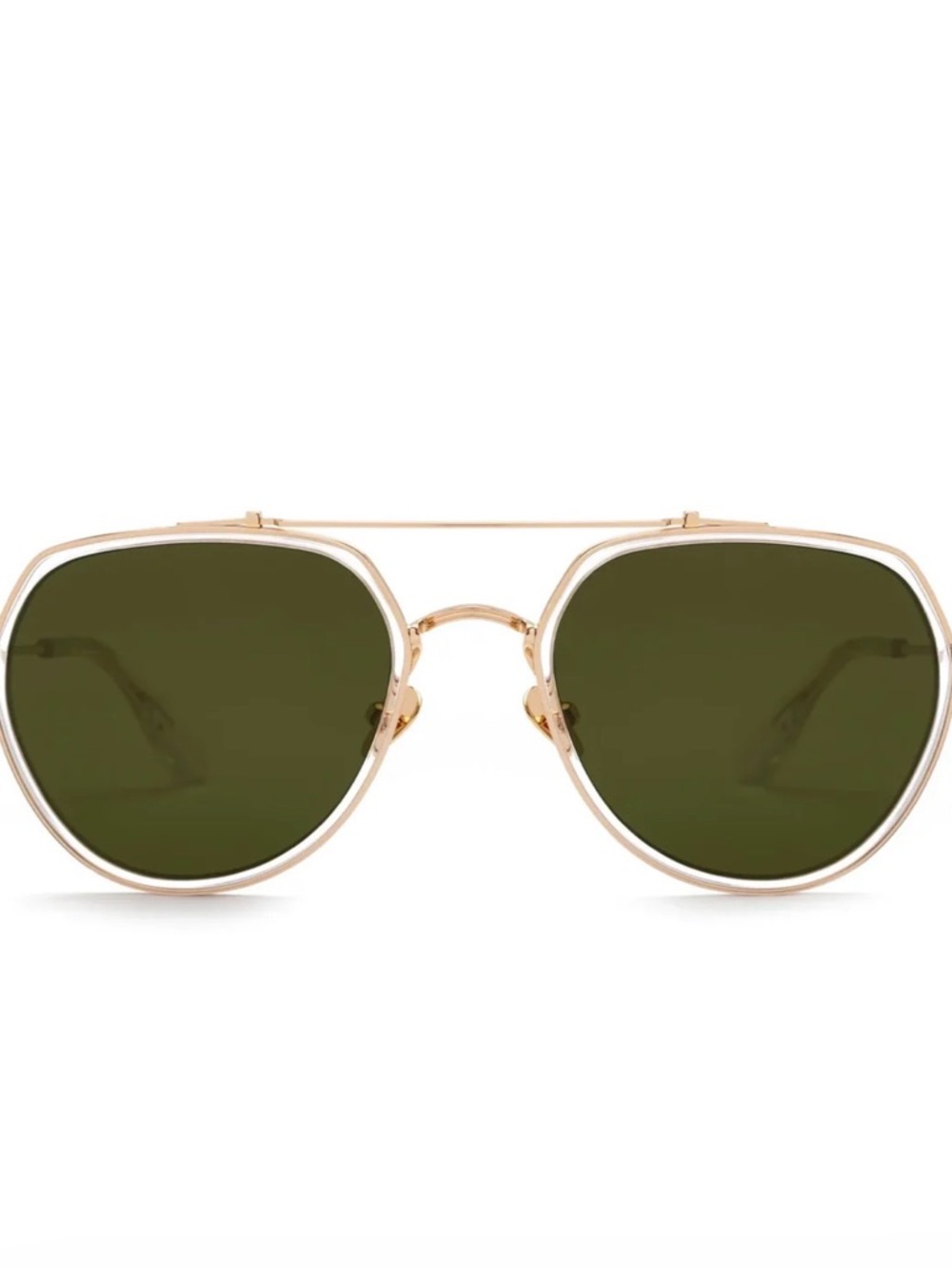 KREWE Gold Frame Sunglasses with Green Lenses